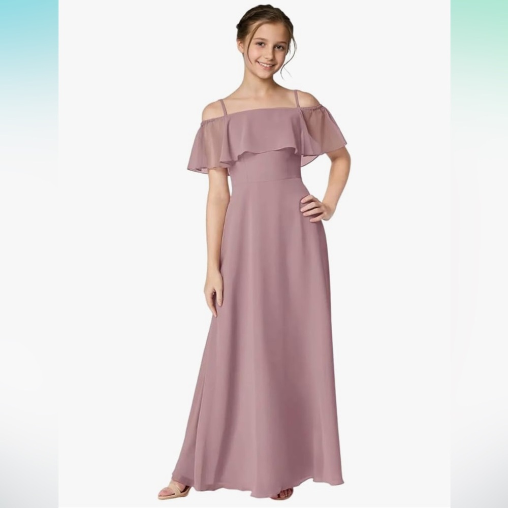 Girls Dusty Rose Pink Junior Bridesmaid Dress
